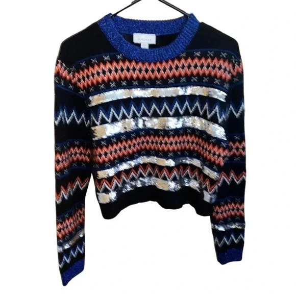 Topshop Multi Texture Metallic Sweatshirt Size 6 - Picture 4 of 5